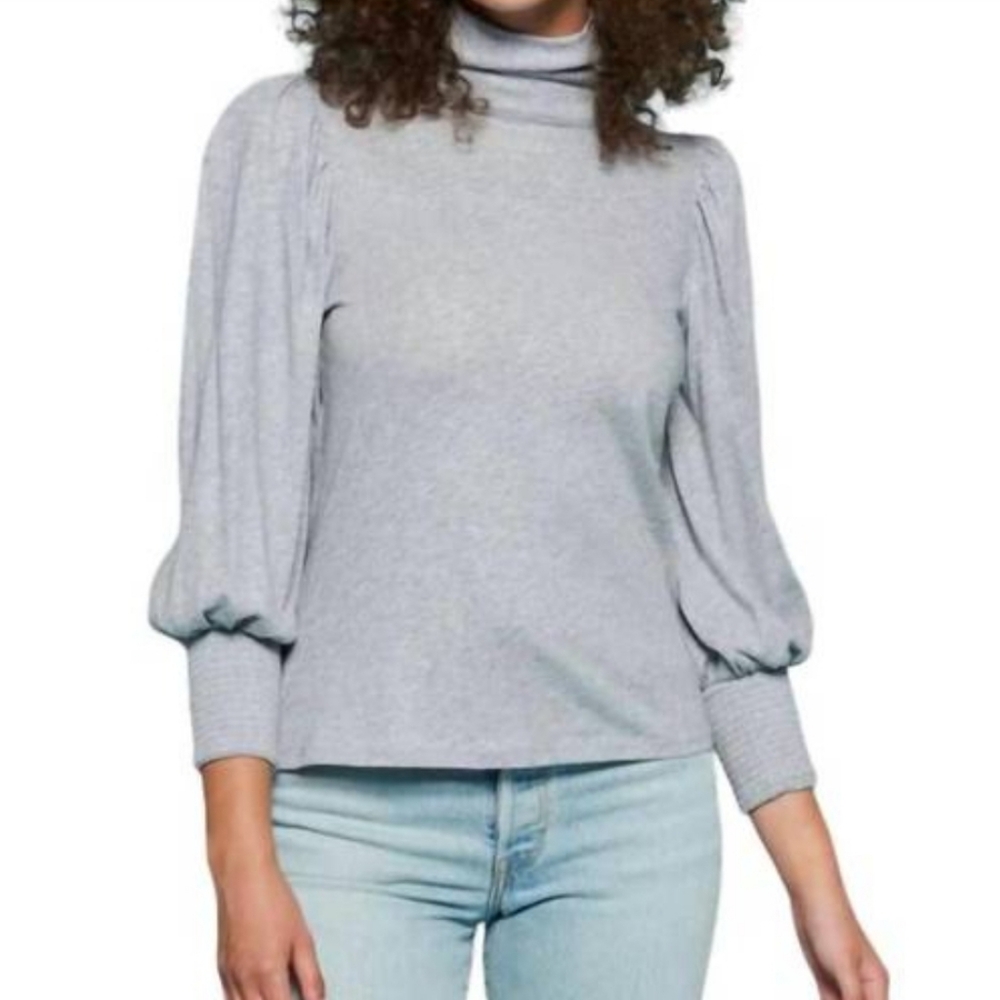 Nation LTD Sawyer Femme Turtleneck Top Women's Sz Large Gray Soft‎ Lightweight
